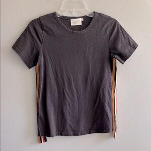 the room Antwerp gray tee with fabric stripes irregular hem